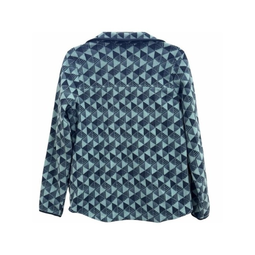 L.L.Bean Fleece Jacket Womens Medium Teal Geometric Full Zip Recycled Outdoor - Picture 5 of 5